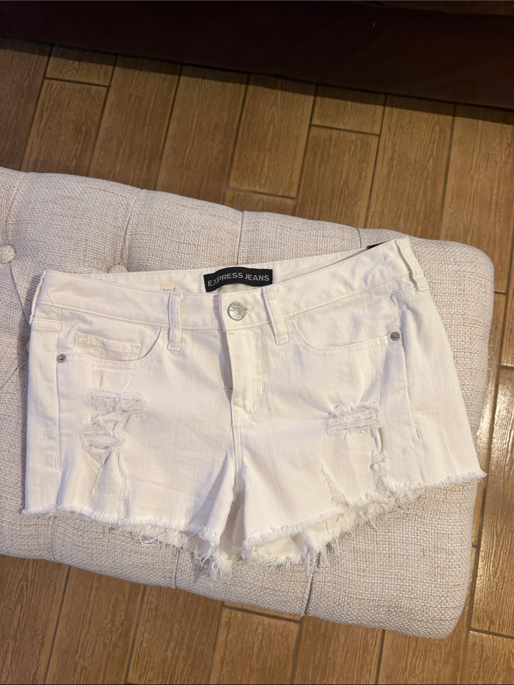 Express White Distressed Cutoff Jean Shorts